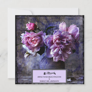 *~* Vintage Peony Floral AR23 QR RSVP WEDDING   Invitation