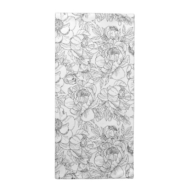 Vintage Peony Floral Pattern Cloth Napkin (Half Fold)