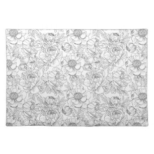 Vintage Peony Floral Pattern Cloth Placemat