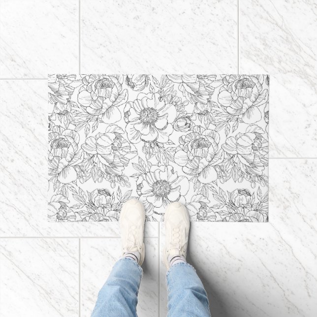 Vintage Peony Floral Pattern Doormat (Indoor)
