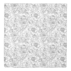 Vintage Peony Floral Pattern Duvet Cover