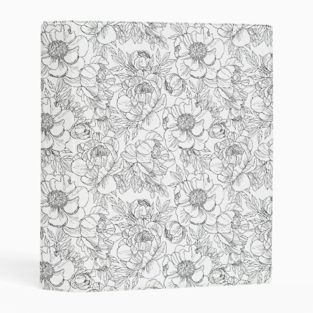 Vintage Peony Floral Pattern Mini Binder (Front/Spine)