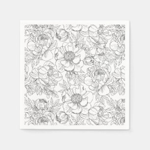 Vintage Peony Floral Pattern Napkins