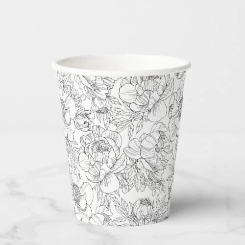 Vintage Peony Floral Pattern Paper Cups