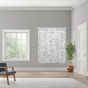 Vintage Peony Floral Pattern Sheer Curtains