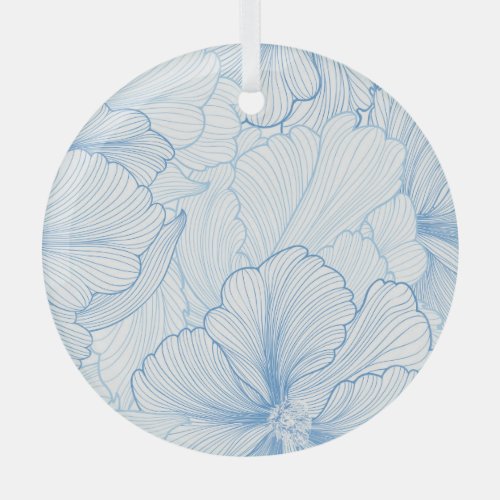 Vintage Peony Floral Seamless Pattern Glass Ornament
