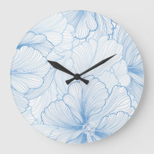 Vintage Peony: Floral Seamless Pattern Large Clock