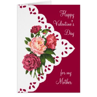 Vintage Peony Flower for Mom, Mother Valentine Greeting Card