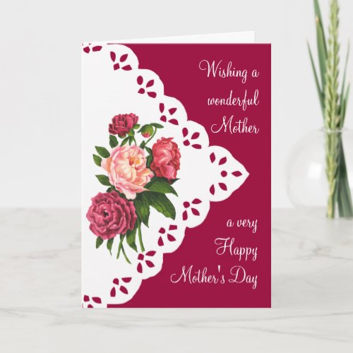 Vintage Peony Flower Mothers Day Mom Love Card