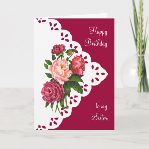 Vintage Peony Flower Sister Scripture Verse Card