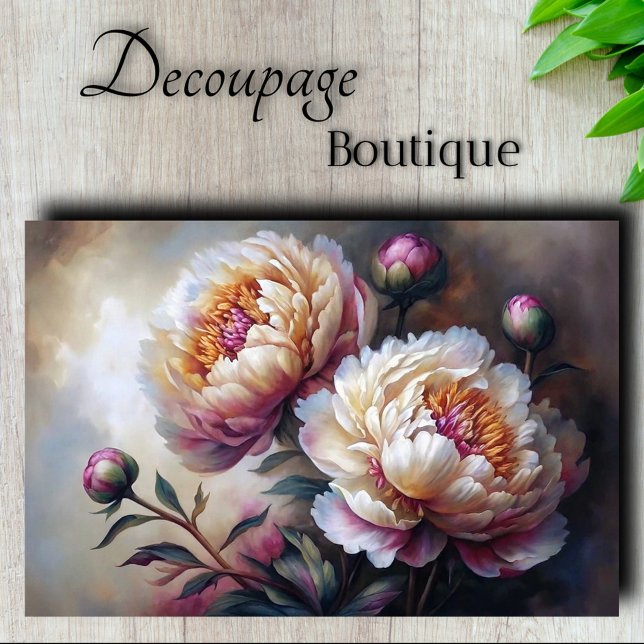 Vintage Peony Garden Dream Flower Decoupage Tissue Paper (Peony Garden Dream Decoupage Tissue Paper)
