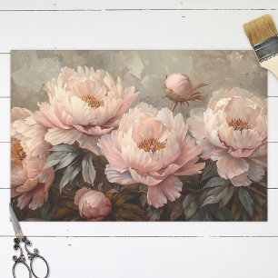 Vintage Peony Painting Blush Pink Decoupage Tissue Paper