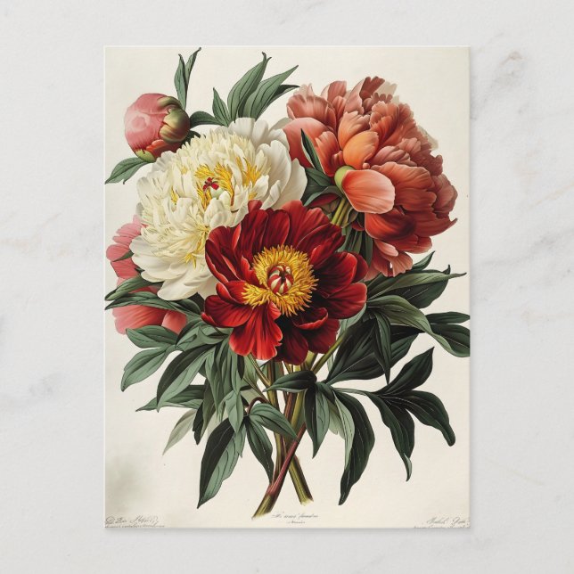 Vintage Peony: Timeless Floral Elegance Postcard (Front)