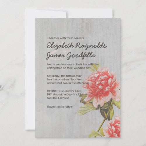 Vintage Peony Wedding Invitations