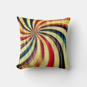Vintage peppermint candy striped swirl colorful throw pillow