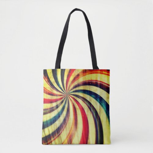 Vintage peppermint candy striped swirl colorful tote bag