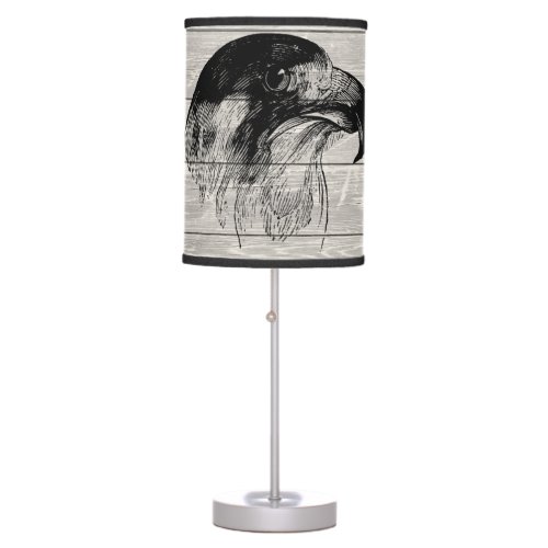 Vintage Peregrine Falcon Head Illustration Table Lamp