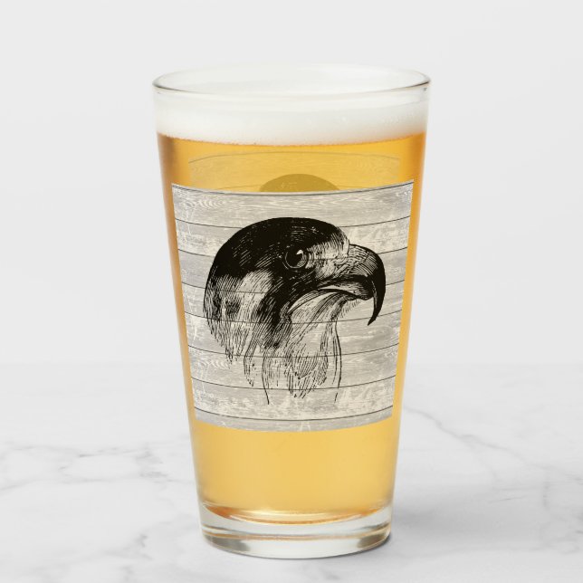 Vintage Peregrine Falcon illustration Glass (Front Filled)