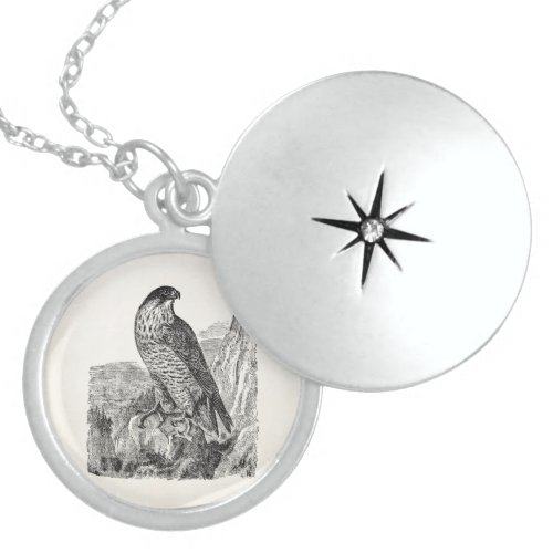 Vintage Peregrine Falcon Personalized Retro Birds Locket Necklace