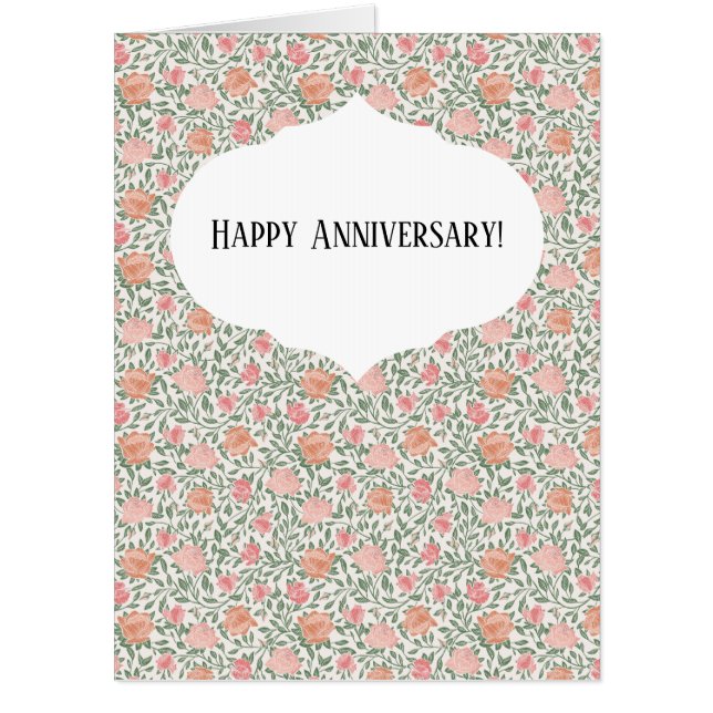 Vintage Perfect Pink & Peach Roses Card (Front)