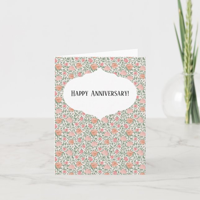 Vintage Perfect Pink & Peach Roses Card (Front)