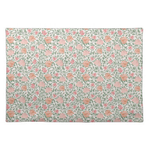 Vintage Perfect Pink & Peach Roses Cloth Placemat