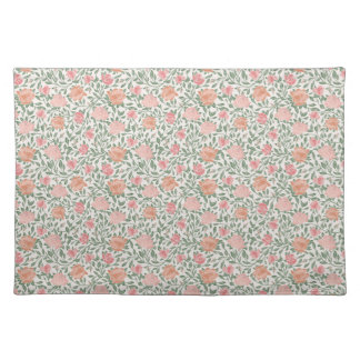 Vintage Perfect Pink & Peach Roses Cloth Placemat