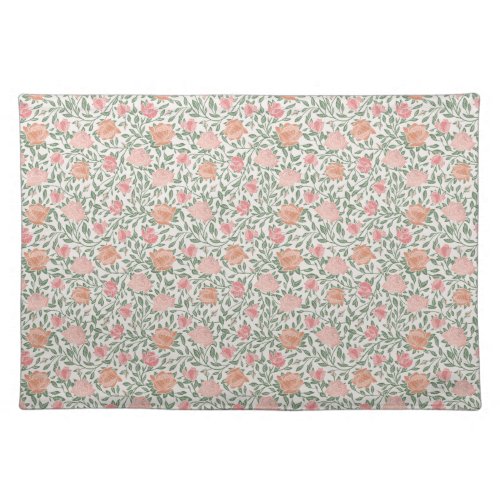 Vintage Perfect Pink  Peach Roses Cloth Placemat