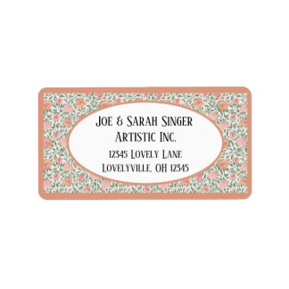 Vintage Perfect Pink & Peach Roses Label