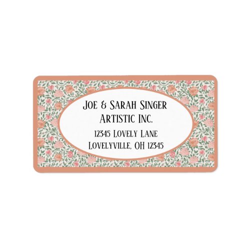 Vintage Perfect Pink  Peach Roses Label