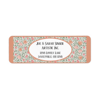 Vintage Perfect Pink & Peach Roses Label