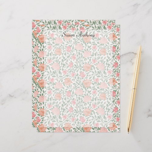 Vintage Perfect Pink  Peach Roses Paper
