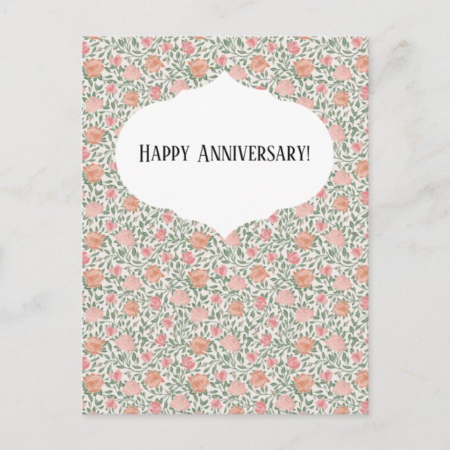 Vintage Perfect Pink & Peach Roses Postcard (Front)