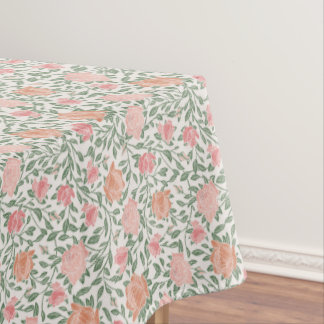 Vintage Perfect Pink & Peach Roses Tablecloth