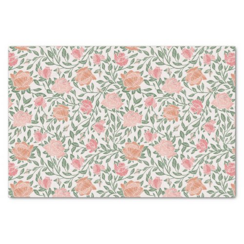 Vintage Perfect Pink  Peach Roses Tissue Paper