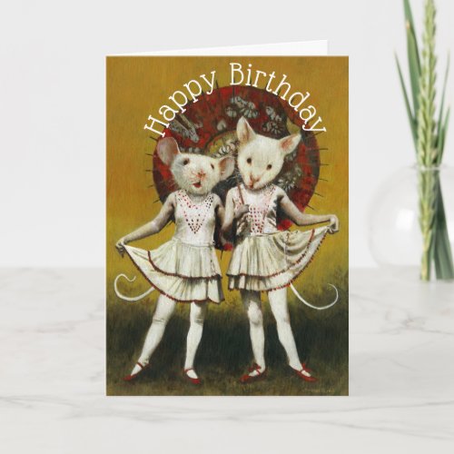 Vintage performing Mice Birthday Card