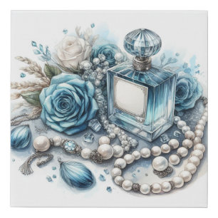 vintage perfume bottle and necklacde canvas print