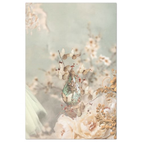 Vintage Perfume Bottle Butterflies and Floral Tissue Paper