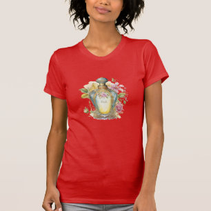 Vintage Perfume Bottle with Flowers T-Shirt