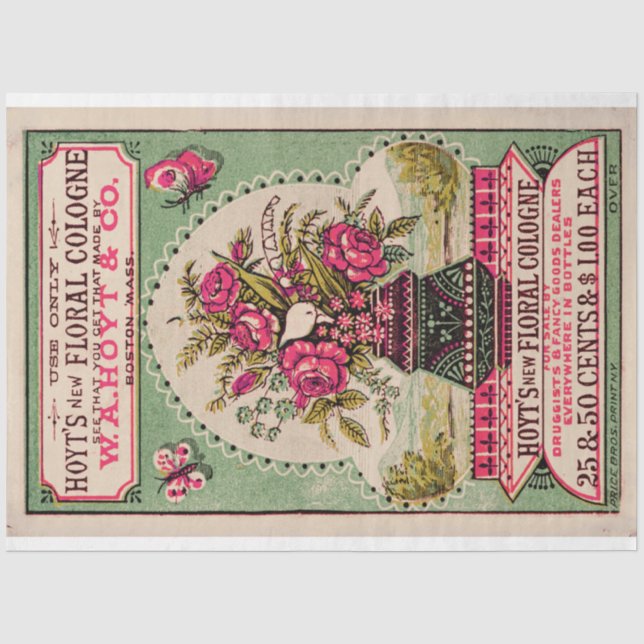 Vintage Perfume Ephemera Decoupage Tissue Paper (Front)