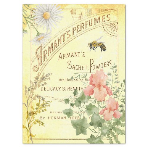 Vintage Perfumes Ad Floral Bee Decoupage Tissue Pa Tissue Paper