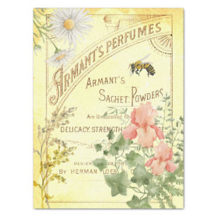 Queen Bee French Perfume Rose Bud Ad Vintage Tissue Paper