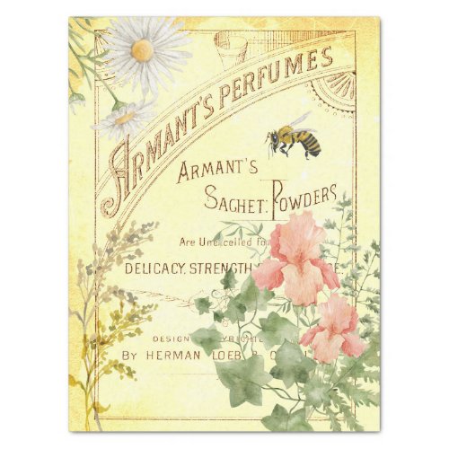Vintage Perfumes Ad Floral Bee Decoupage Tissue Pa Tissue Paper