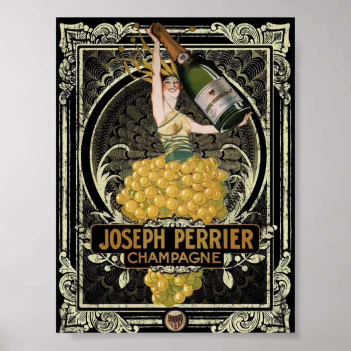FRENCH CHAMPAGNE JOSEPH PERRIER LADY MASK BALL VINTAGE POSTER REPRO 