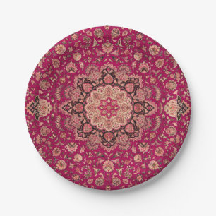 Vintage Persian Floral Rug Pattern Paper Plates