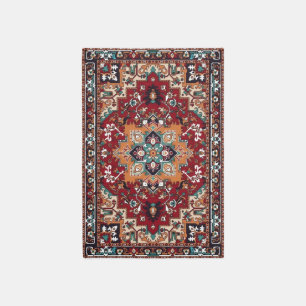 Vintage Persian Rug Pattern in Rust Red and Teal