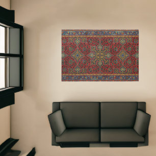 Vintage Persian Rug Pattern Red Blue Arabesque