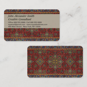 Vintage Persian Rug Pattern Red Blue Arabesque Business Card