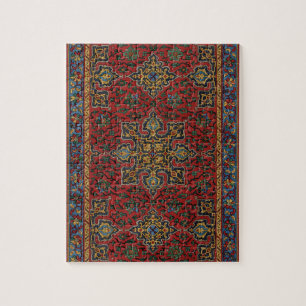 Vintage Persian Rug Pattern Red Blue Arabesque Jigsaw Puzzle