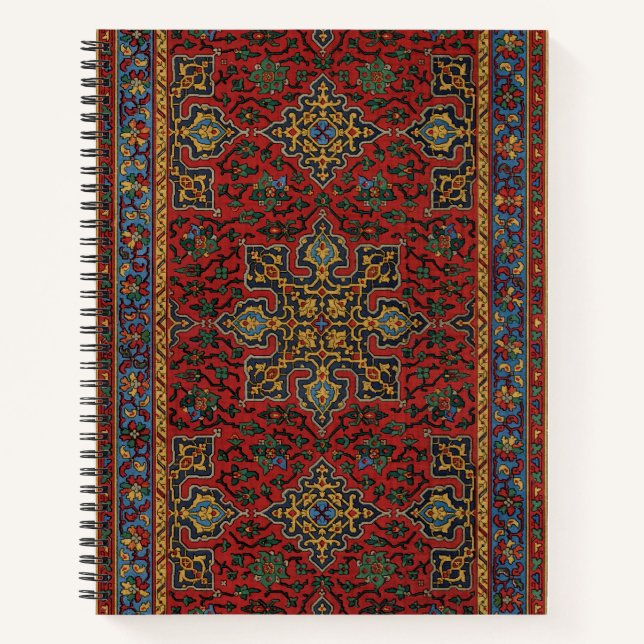 Vintage Persian Rug Pattern Red Blue Arabesque Notebook (Front)